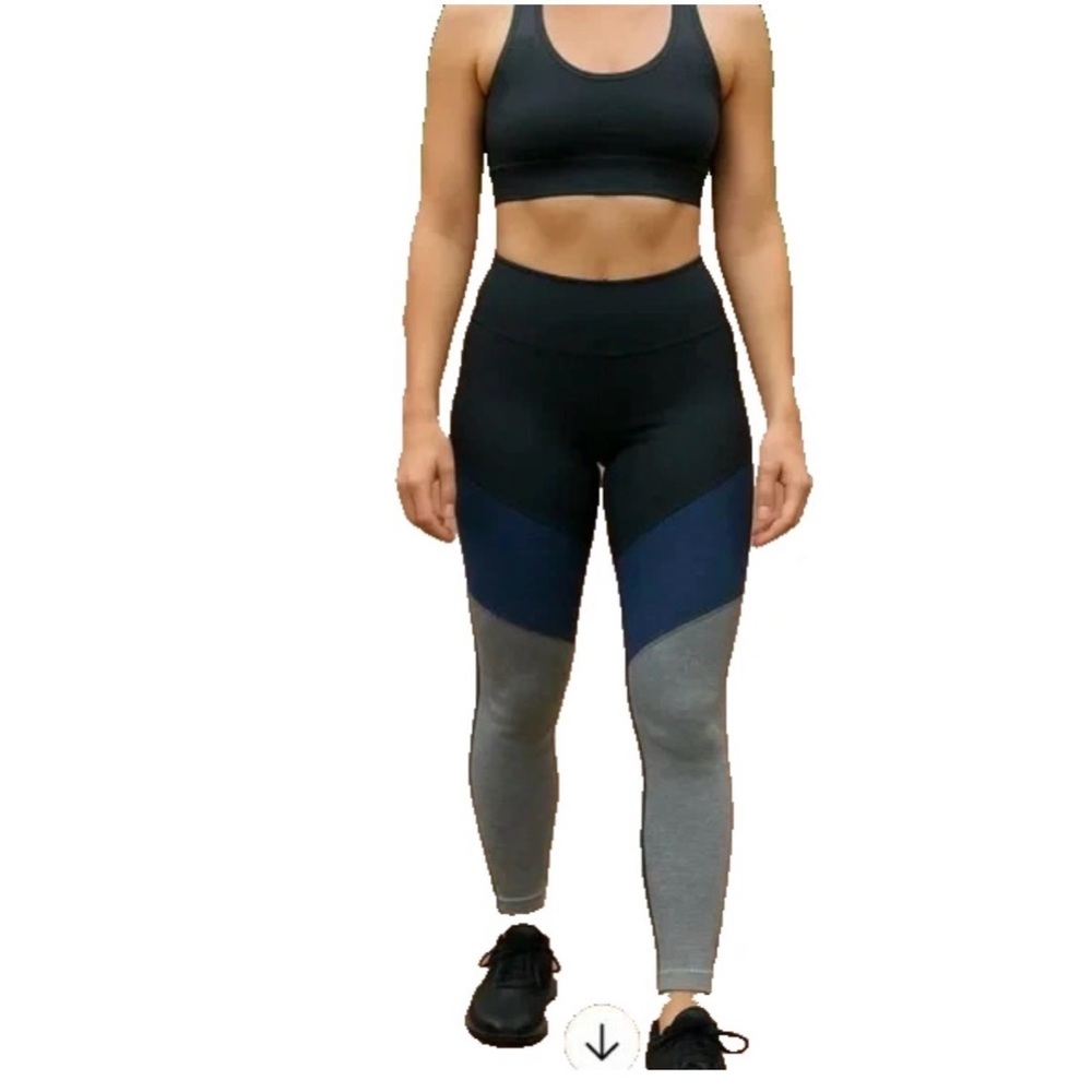Outdoor Voices Navy/Charcoal/Graphite Colorblock Leggings-Medium